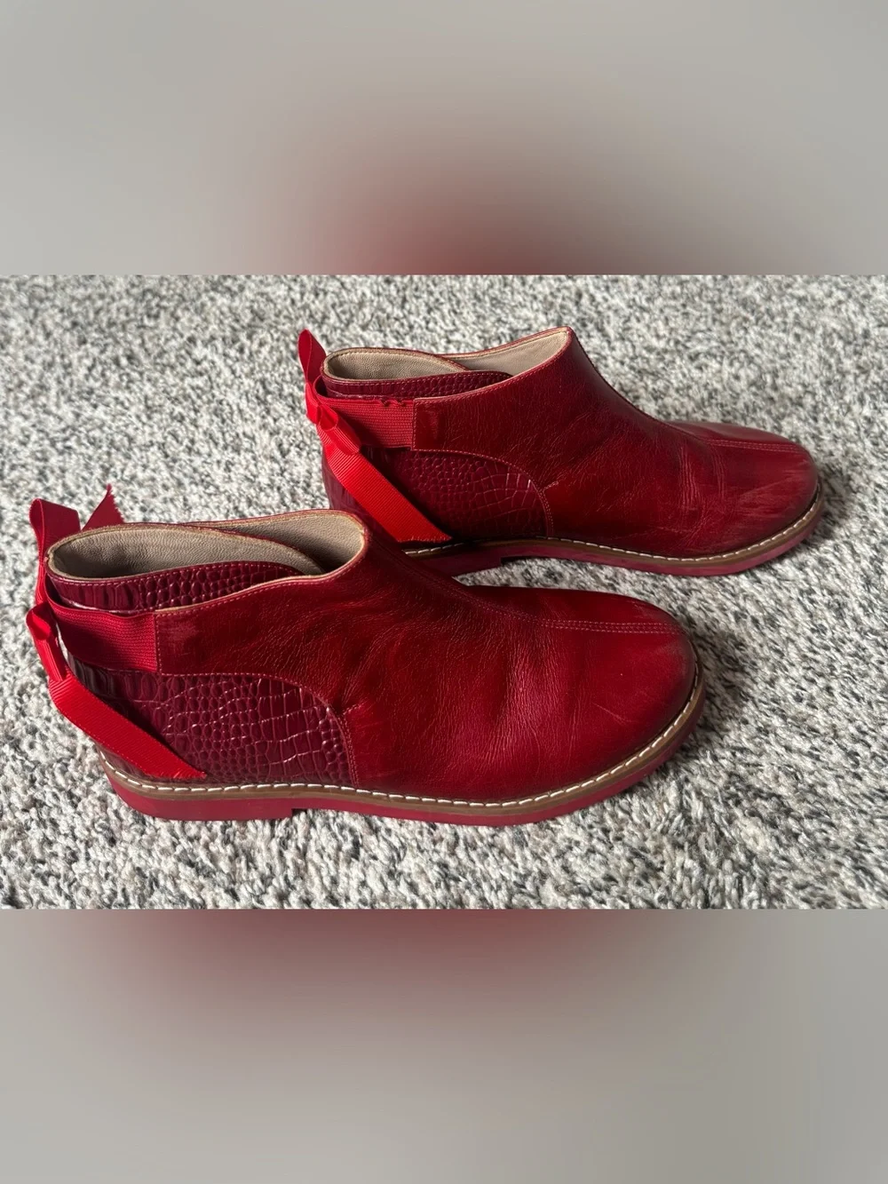 Elephantito Red Croc-Accent Chelsea Booties